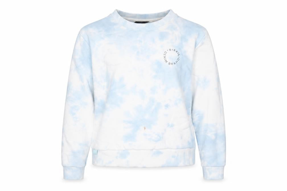Diesel Women Blue Tie Dye Pullover Sweatshirt Medium Cotton Blend
