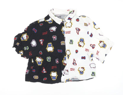Hello Kitty Girls Multicoloured Button-Up Cotton Shirt Size 10 Regular Fit
