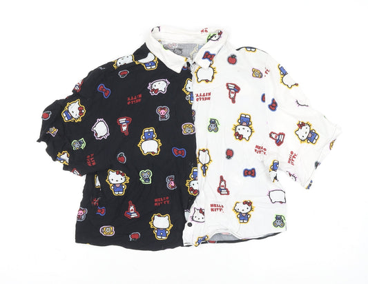 Hello Kitty Girls Multicoloured Button-Up Cotton Shirt Size 10 Regular Fit