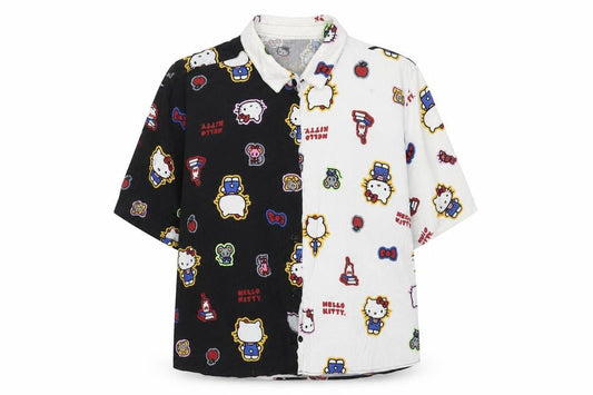 Hello Kitty Girls Multicoloured Button-Up Cotton Shirt Size 10 Regular Fit