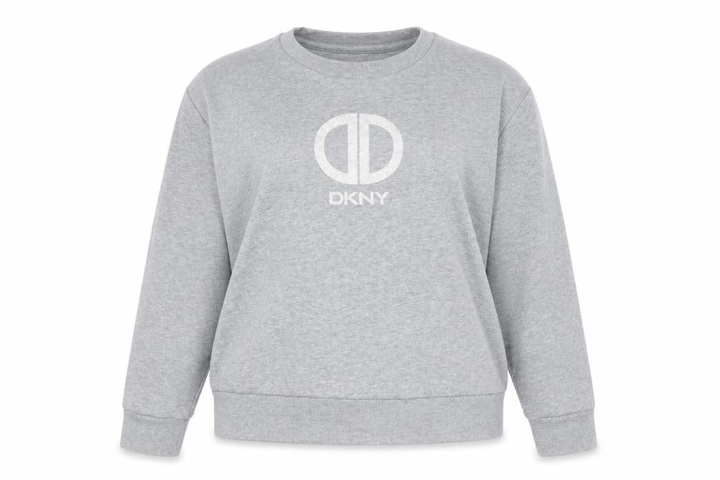 DKNY Women’s Grey Crew Neck Logo Pullover Jumper Size 14