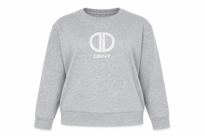 DKNY Women’s Grey Crew Neck Logo Pullover Jumper Size 14