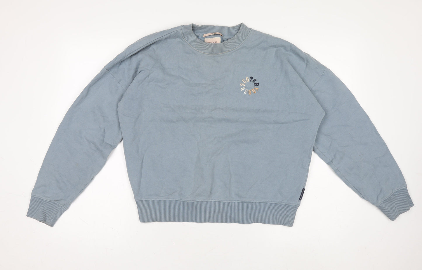 Scotch & Soda Women’s Blue Cotton Crew Neck Pullover Jumper M