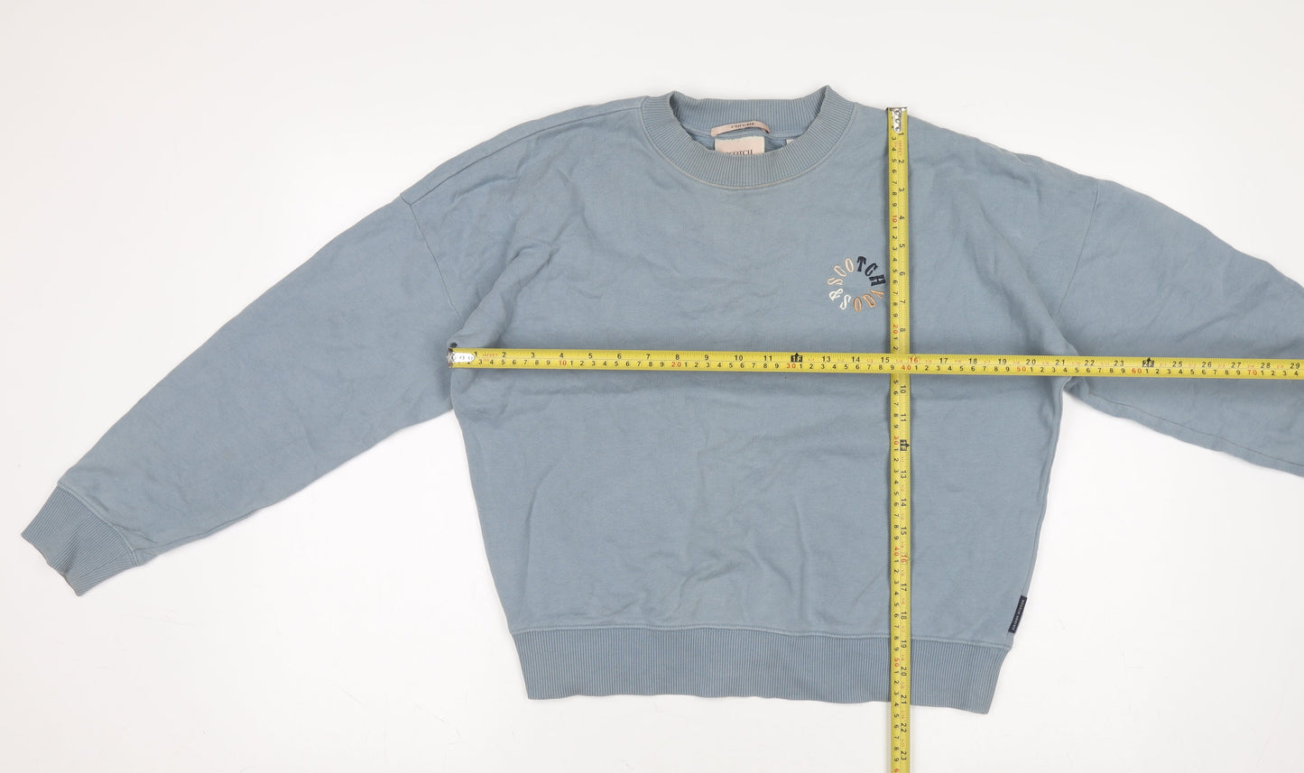Scotch & Soda Women’s Blue Cotton Crew Neck Pullover Jumper M