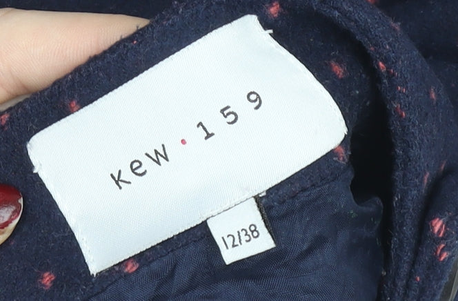 Kew 159 Women's Blue Polka Dot Wool Sleeveless Mock Neck Blouse Size 12