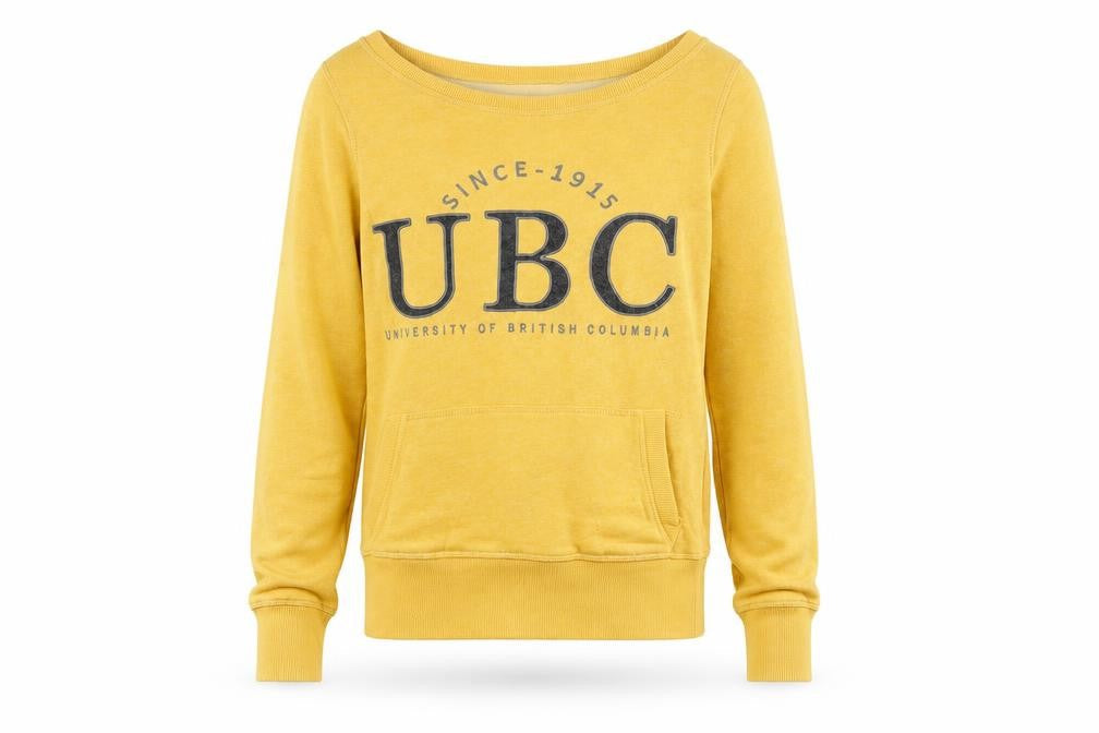 Varsity Collection Unisex Yellow UBC Graphic Long Sleeve Sweatshirt S