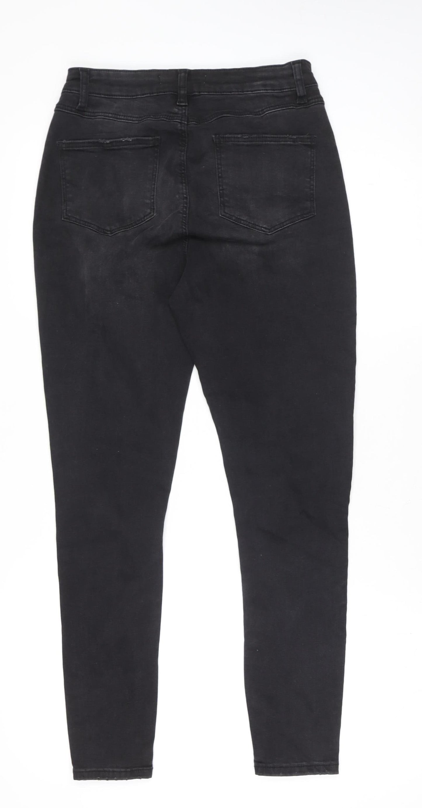 Denim Co. Womens Black Skinny Jeans Size 10 Distressed Stretch