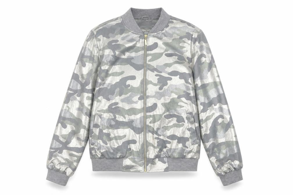 Quiz Womens Grey Camouflage Full Zip Hoodie Size 10 Polyester