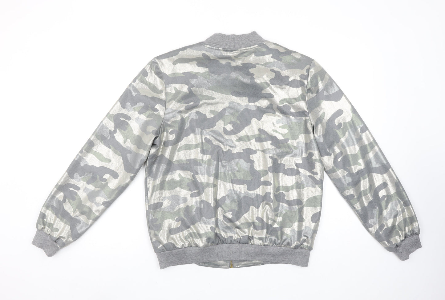 Quiz Womens Grey Camouflage Full Zip Hoodie Size 10 Polyester
