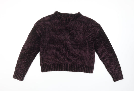 New Look Women Purple Velvet Chunky Knit Jumper Size S