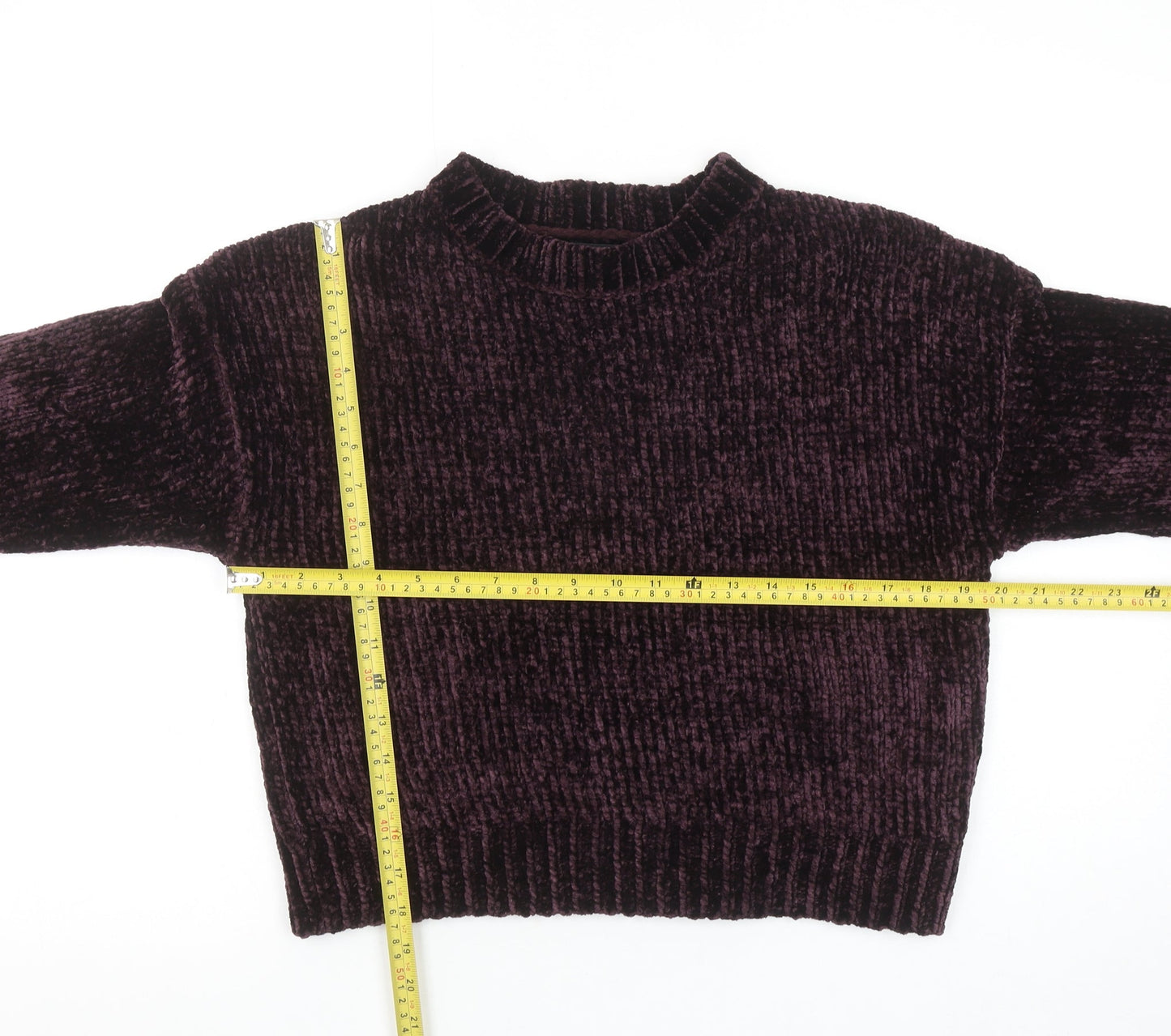 New Look Women Purple Velvet Chunky Knit Jumper Size S