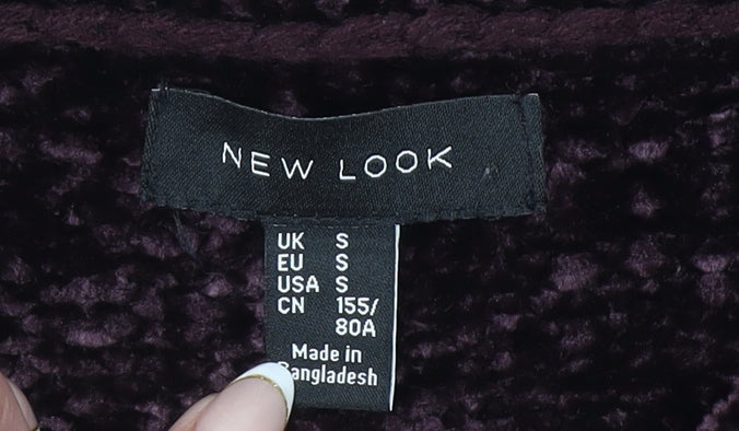 New Look Women Purple Velvet Chunky Knit Jumper Size S