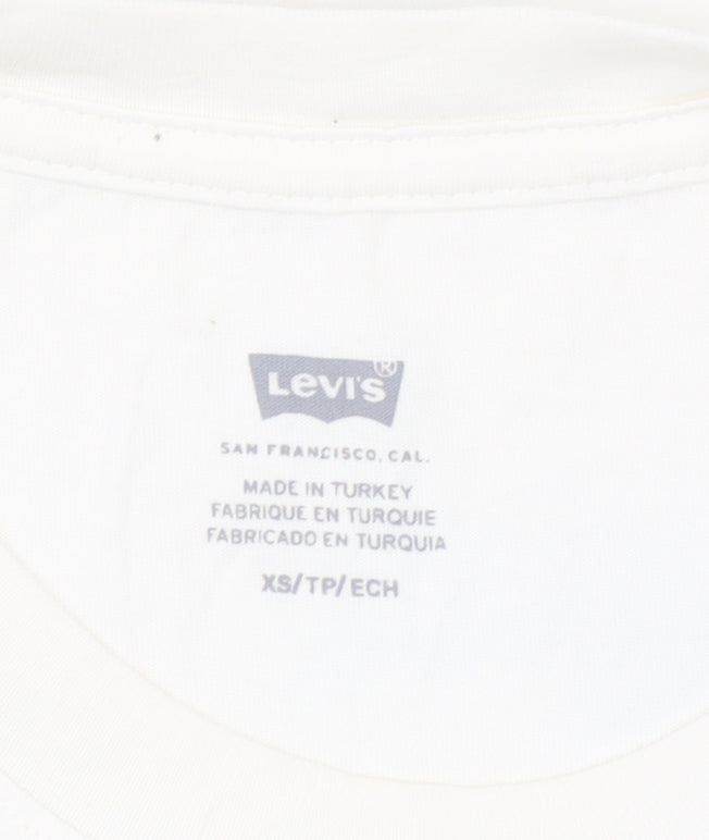 Levi’s Women’s Ivory Short Sleeve Crew Neck T-Shirt XS Hummingbird Print Cotton