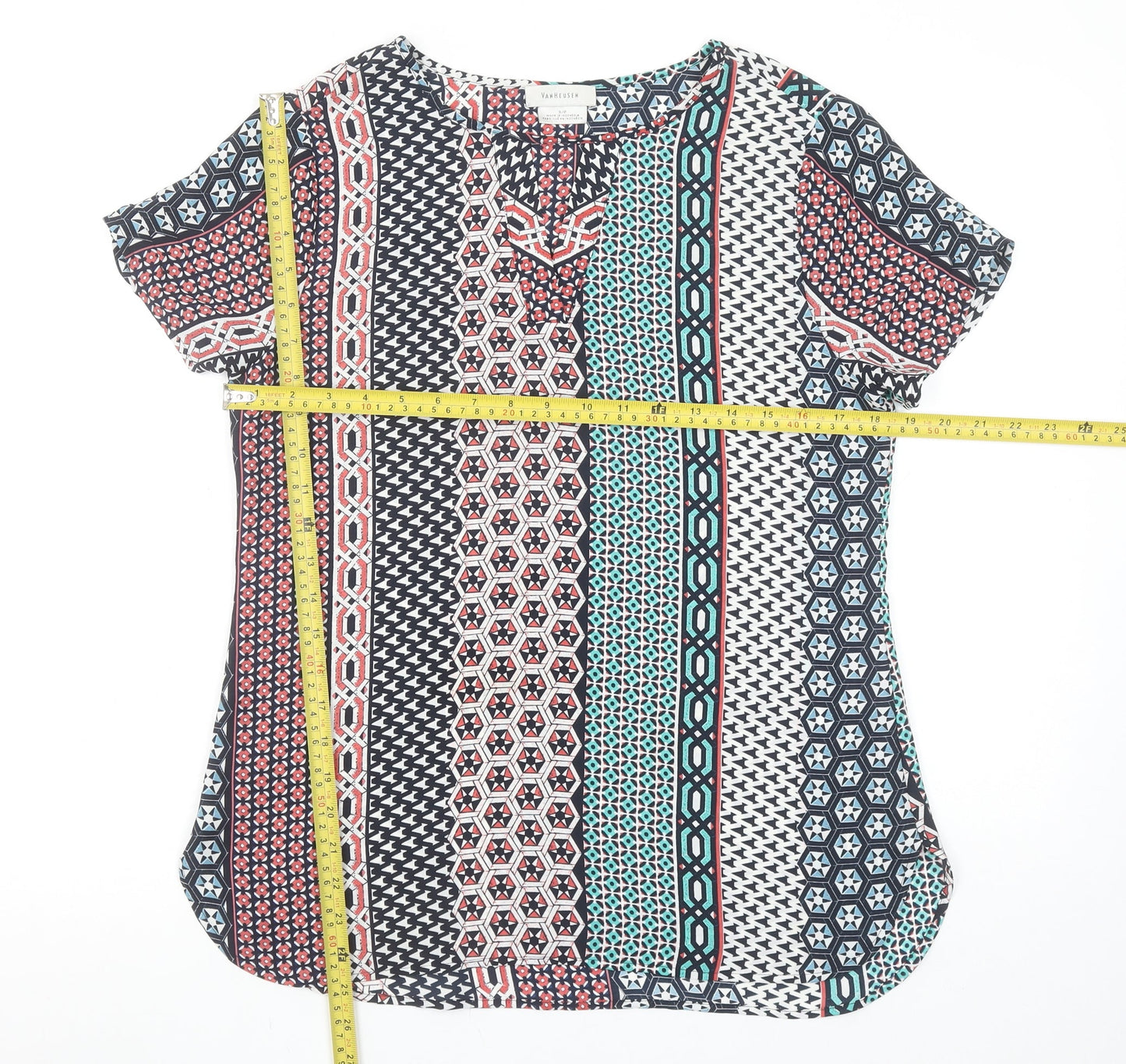 Van Heusen Womens Multicoloured Short Sleeve Tunic Blouse Size S