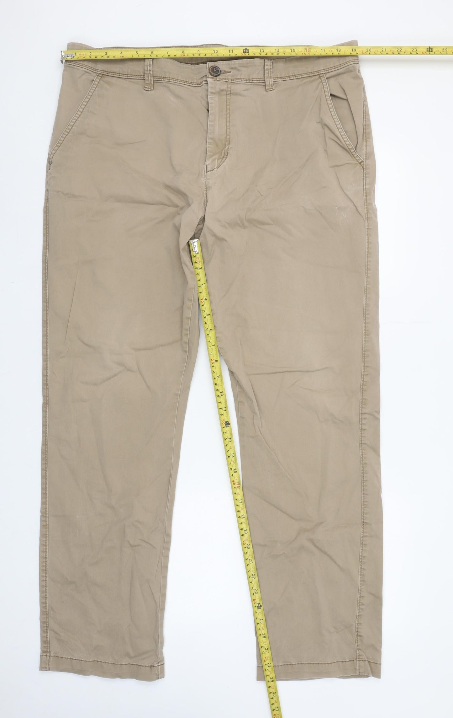 St. Bernard for Dunnes Stores Men's Beige Chino Trousers 38W 32L Cotton Stretch