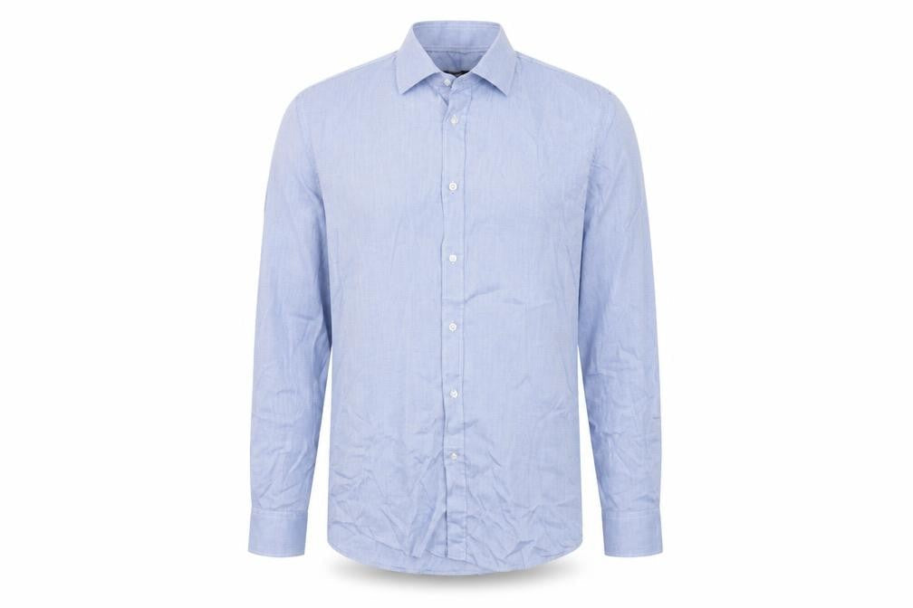 Dunnes Men's Blue Cotton Blend Regular Fit Long Sleeve Shirt Size 16”