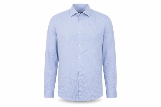 Dunnes Men's Blue Cotton Blend Regular Fit Long Sleeve Shirt Size 16”