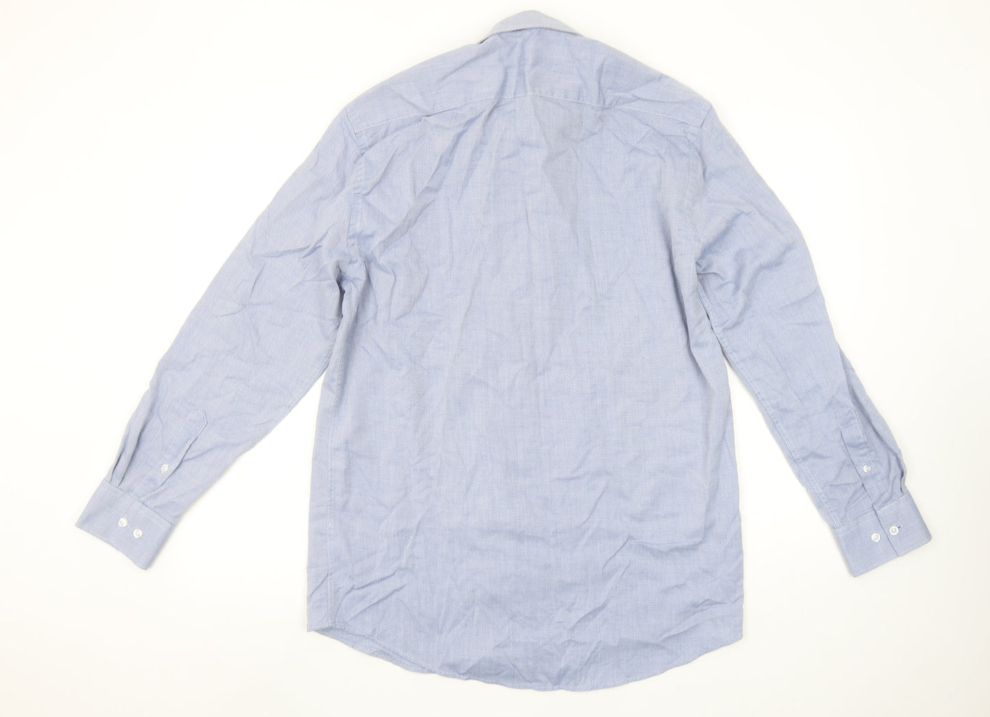 Dunnes Stores Men's Blue Cotton Blend Regular Fit Long Sleeve Shirt Size 16”