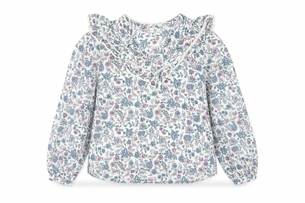 Springfield Women’s Multicoloured Floral Cotton Ruffle Blouse Size 10