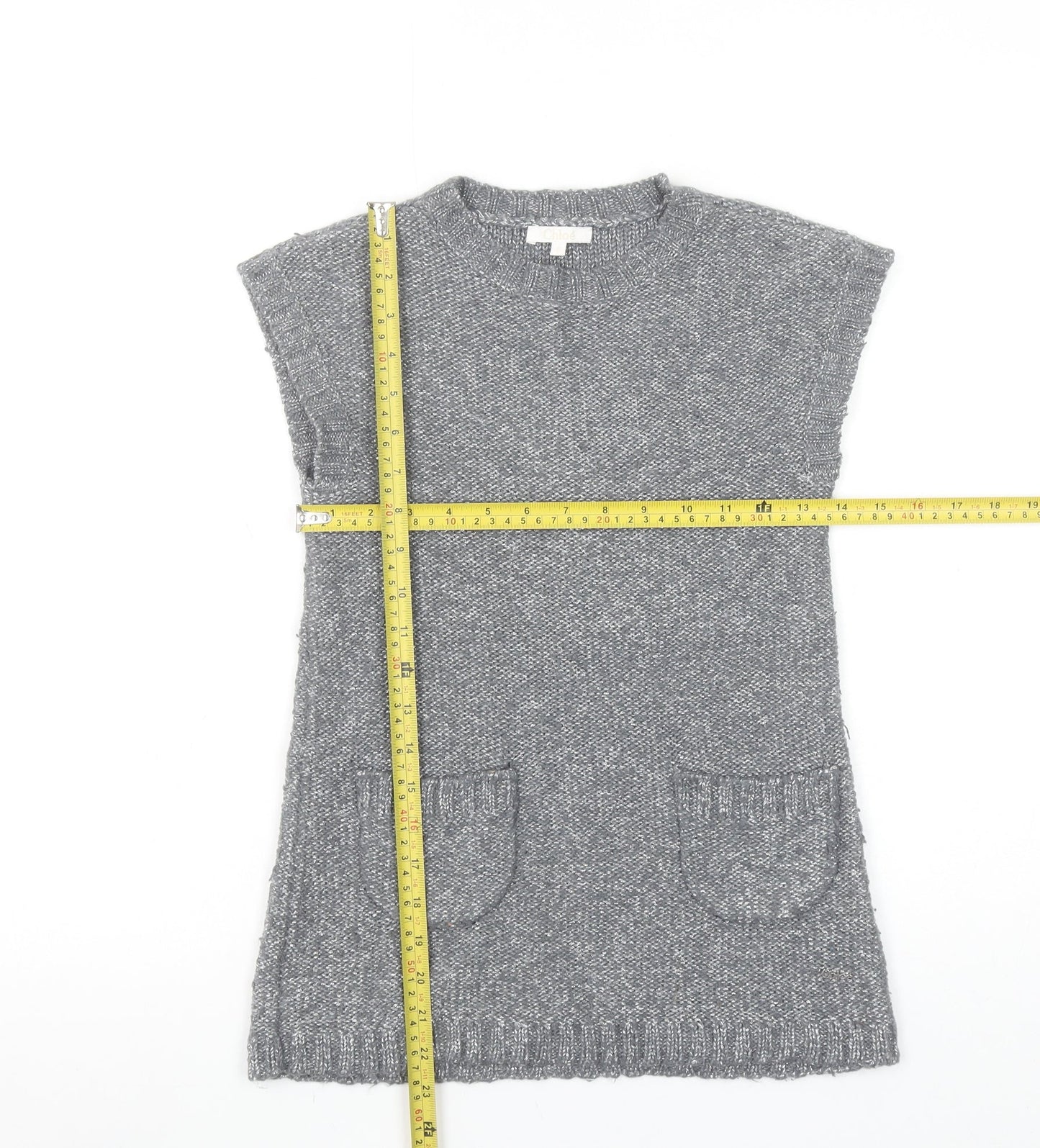 Chloé Women's Grey Knit Sleeveless Tunic Jumper Size 6