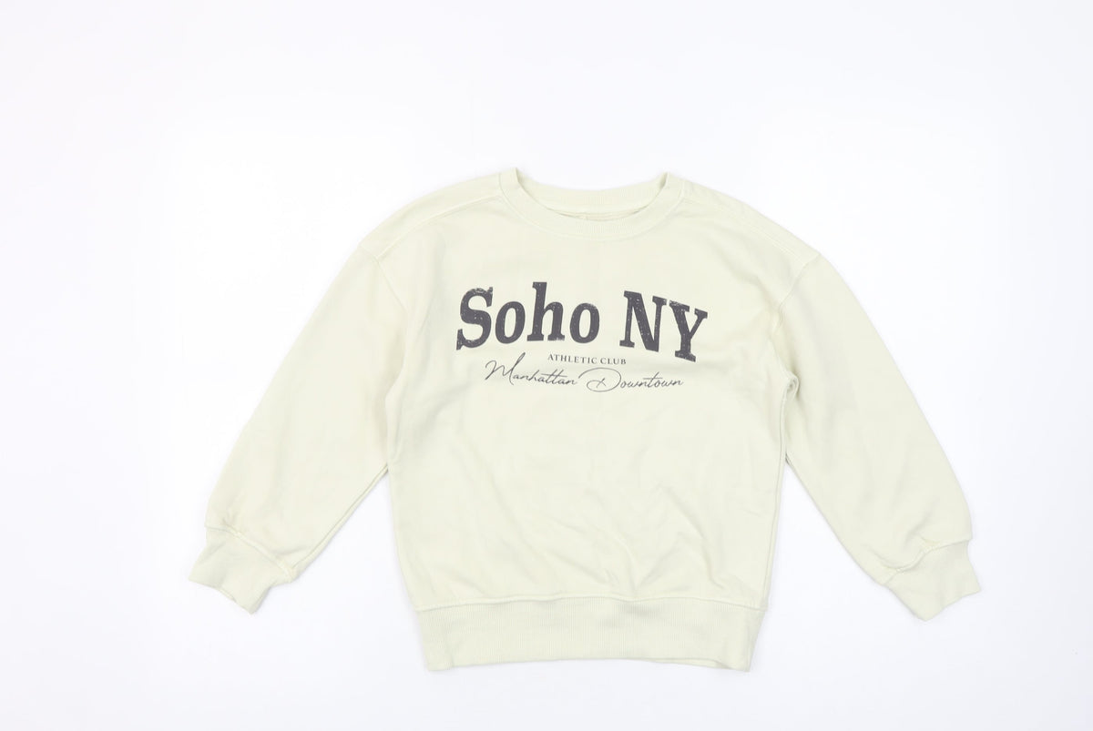 Dunnes Stores Girls Beige Soho NY Graphic Pullover Sweatshirt 6-7 Years
