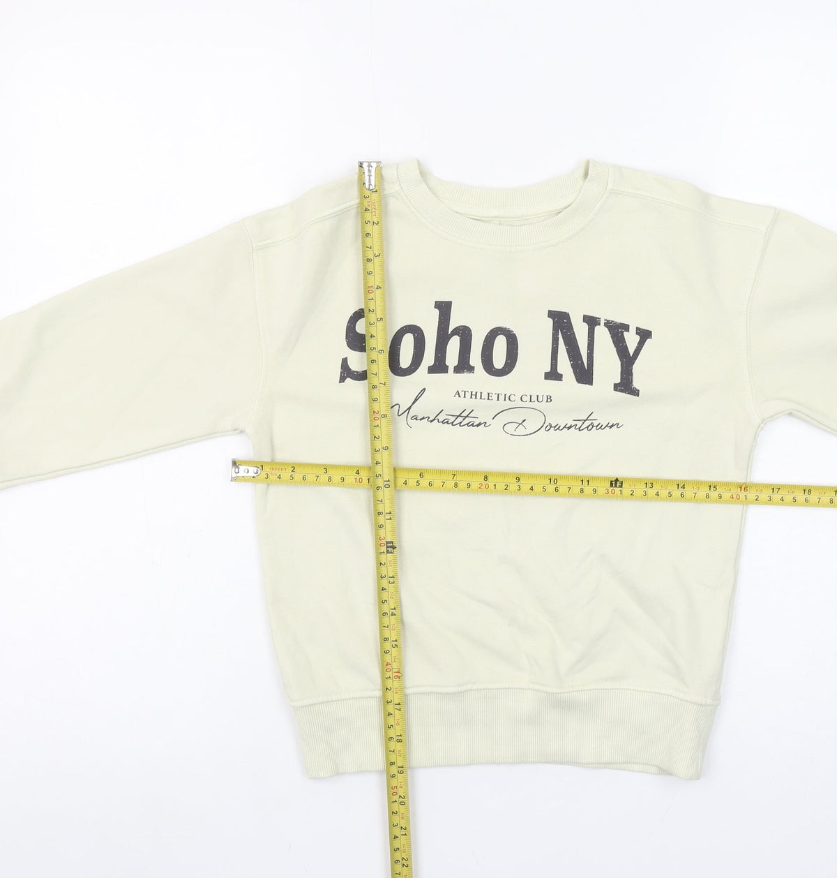 Dunnes Stores Girls Beige Soho NY Graphic Pullover Sweatshirt 6-7 Years