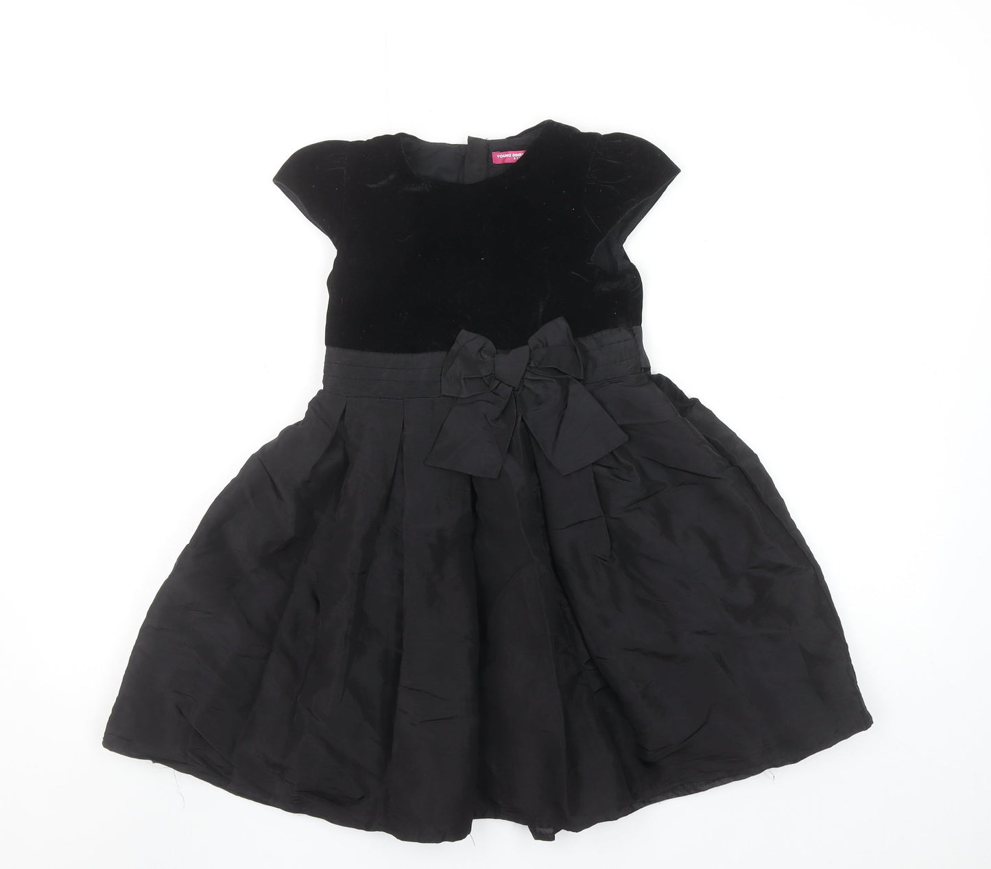 Young Dimension Girls Black Velvet Fit & Flare Party Dress 6-7 Years