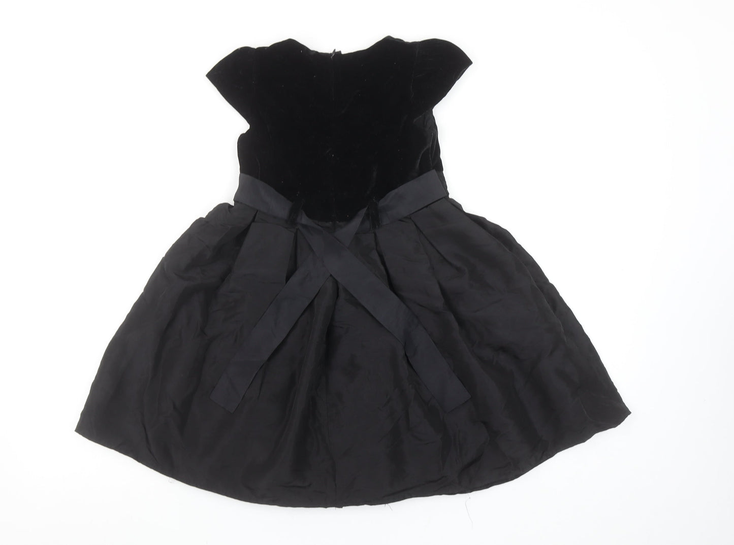 Young Dimension Girls Black Velvet Fit & Flare Party Dress 6-7 Years