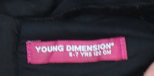 Young Dimension Girls Black Velvet Fit & Flare Party Dress 6-7 Years