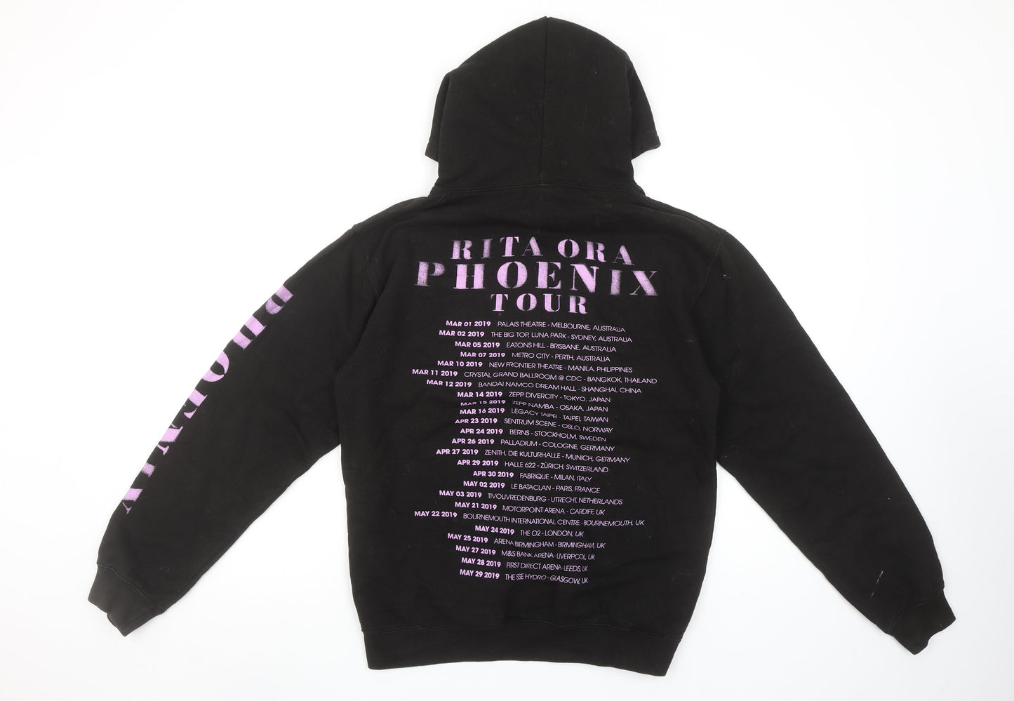 Just Hoods AWDis Women’s Black Phoenix Tour Pullover Hoodie Size S