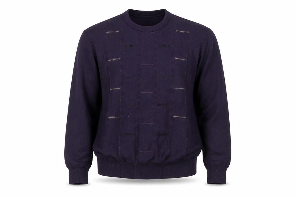 Peace Puck Men's Purple Wool Blend Geometric Knit Jumper M