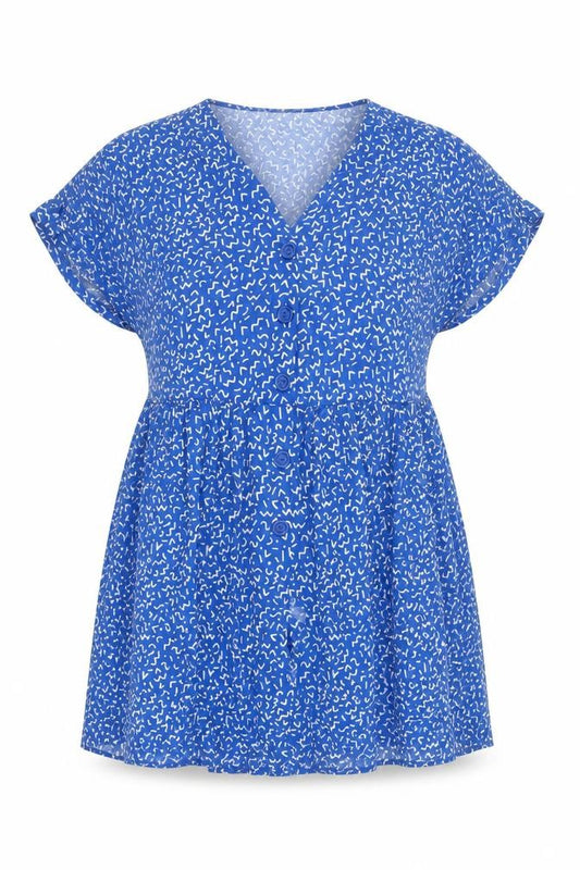 New Look Women's Blue Geometric Short A-Line Dress Size 8
