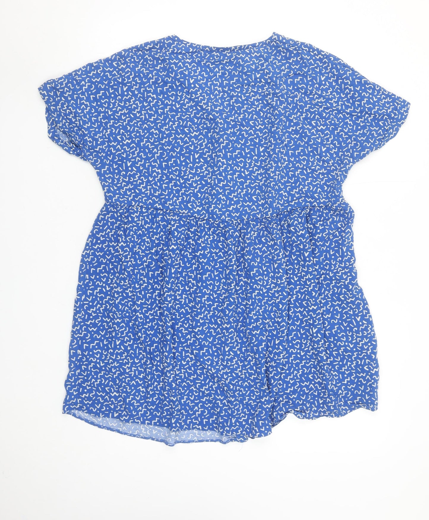 New Look Women's Blue Geometric Short A-Line Dress Size 8