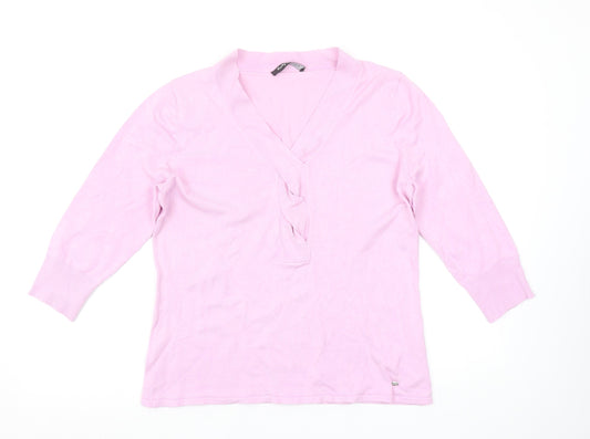 Betty Barclay Women’s Pink V-Neck 3/4 Sleeve Pullover Jumper Size 14