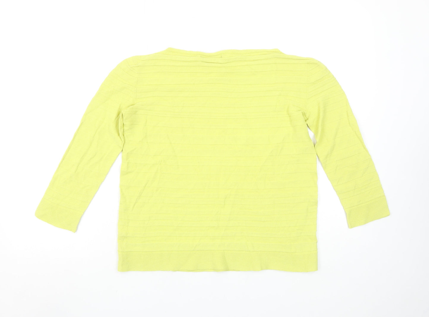 Peruzzi Women Yellow Viscose Knit 3/4 Sleeve Pullover Jumper Size 12