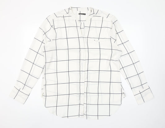 alk urban Womens White Check Long Sleeve Button-Up Shirt Size 18