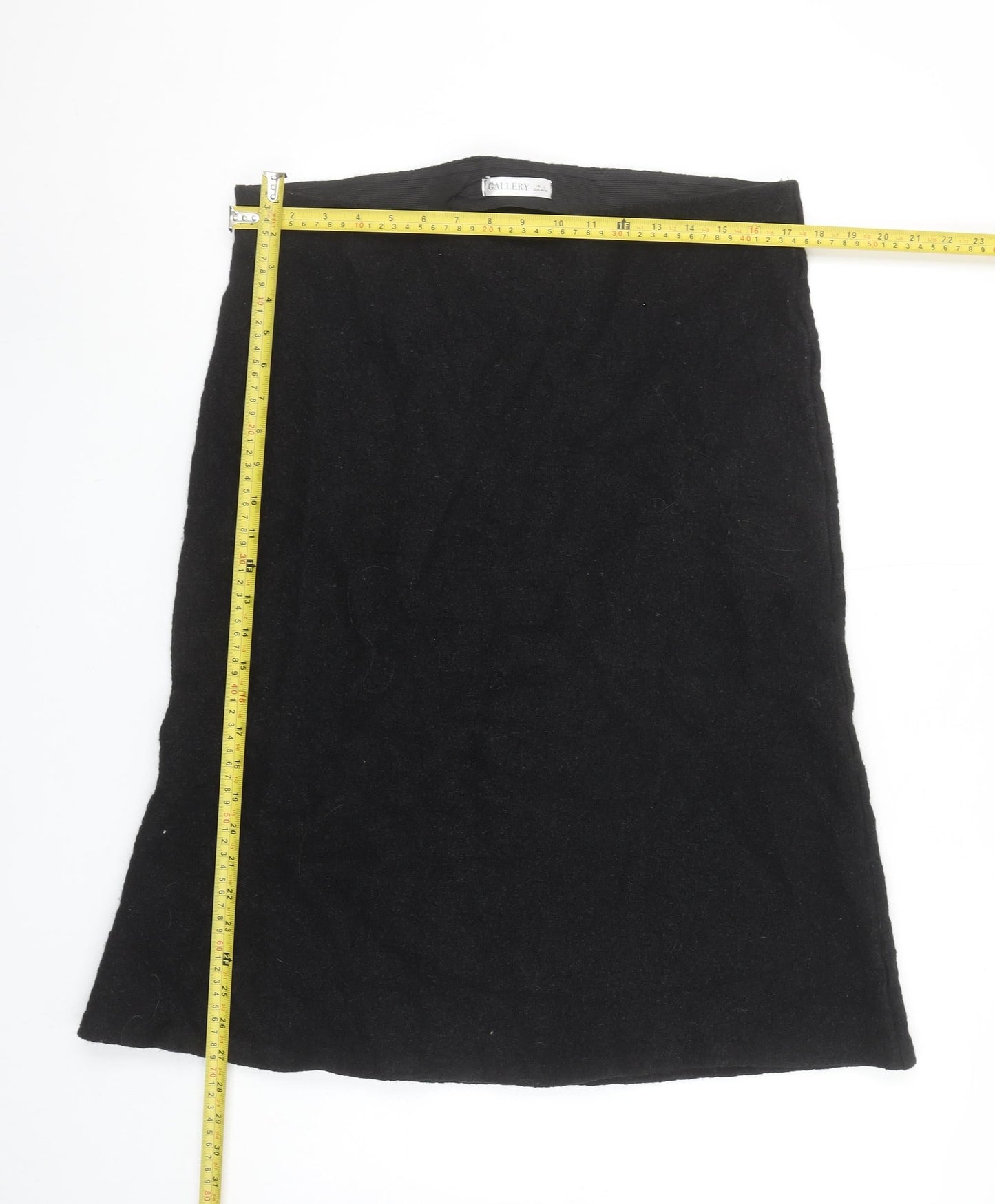 Gallery Women's Black Wool Knee Length Pencil Skirt L