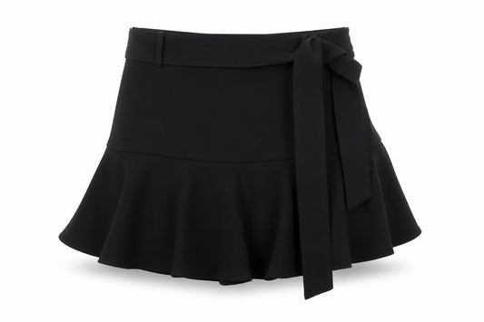 Zara Women Black High Rise Short Skort with Bow Detail Size S 8