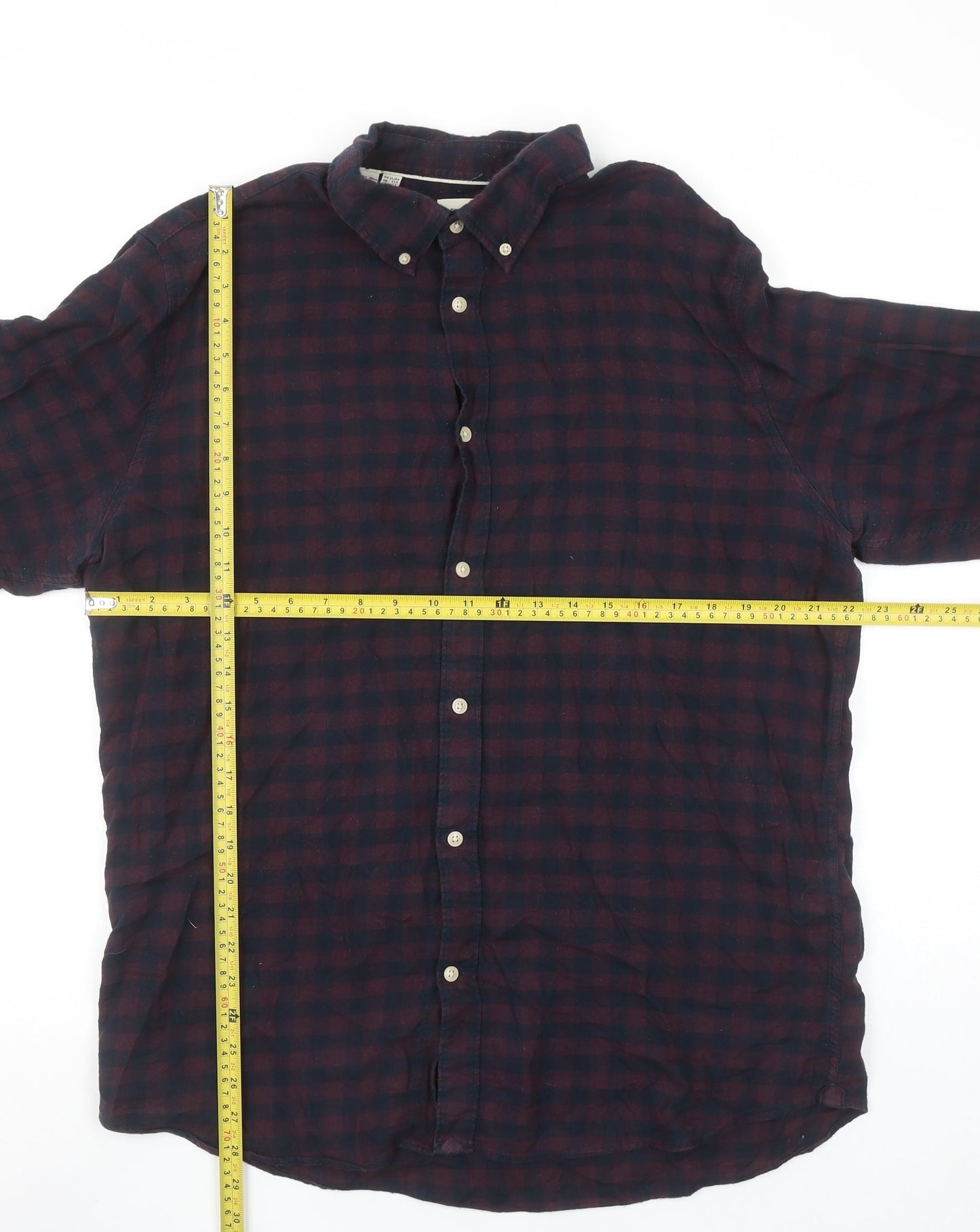 Selected Homme Men's Blue Check Slim Fit Cotton Flannel Shirt XL