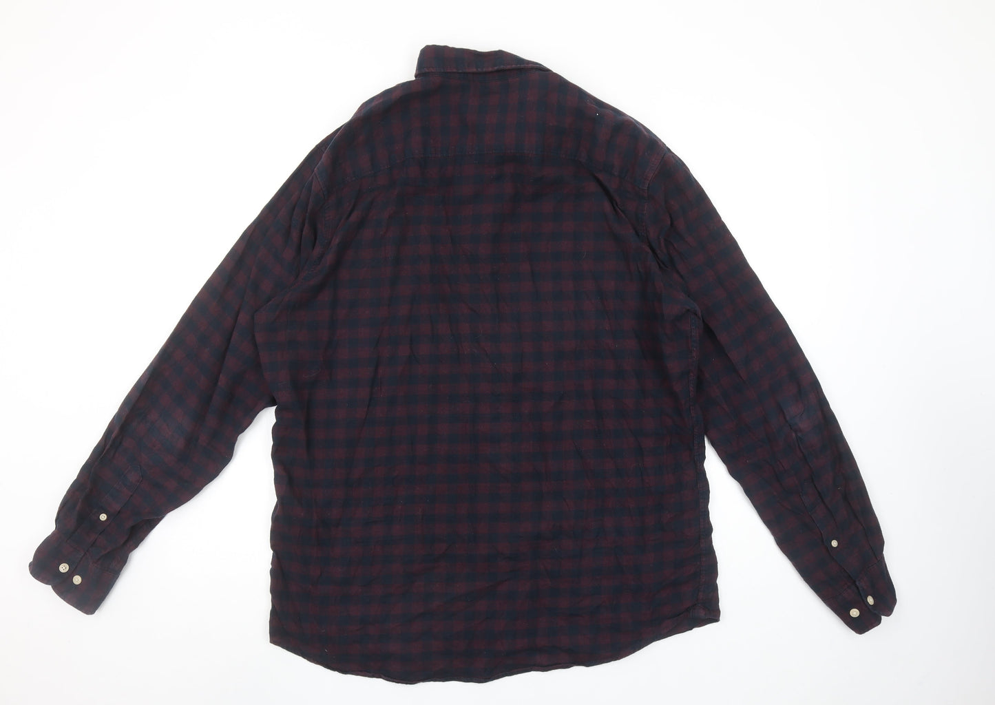 Selected Homme Men's Blue Check Slim Fit Cotton Flannel Shirt XL