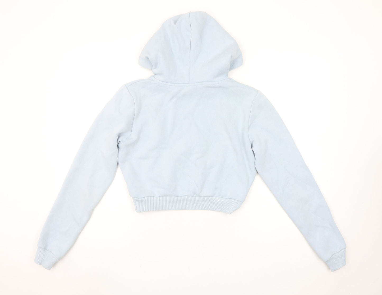 11 Degrees Womens Blue Cropped Pullover Hoodie UK 6 Cotton Blend