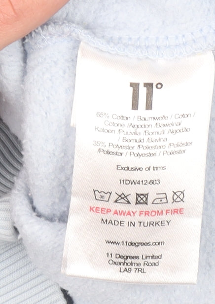 11 Degrees Womens Blue Cropped Pullover Hoodie UK 6 Cotton Blend