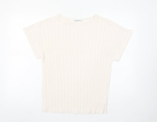 Gallery Women’s Ivory XS Basic Pleated Short Sleeve Blouse