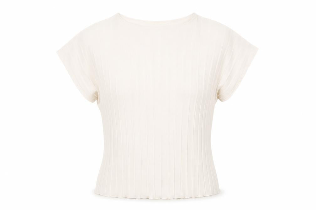 Gallery Women’s Ivory XS Basic Pleated Short Sleeve Blouse