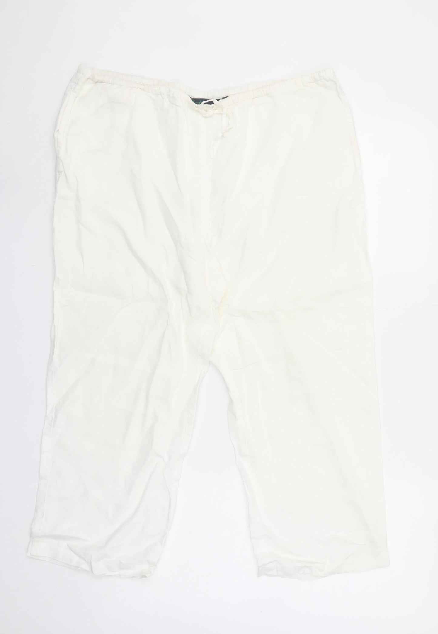 Boden Women's Ivory Linen Cropped Trousers Size 12R