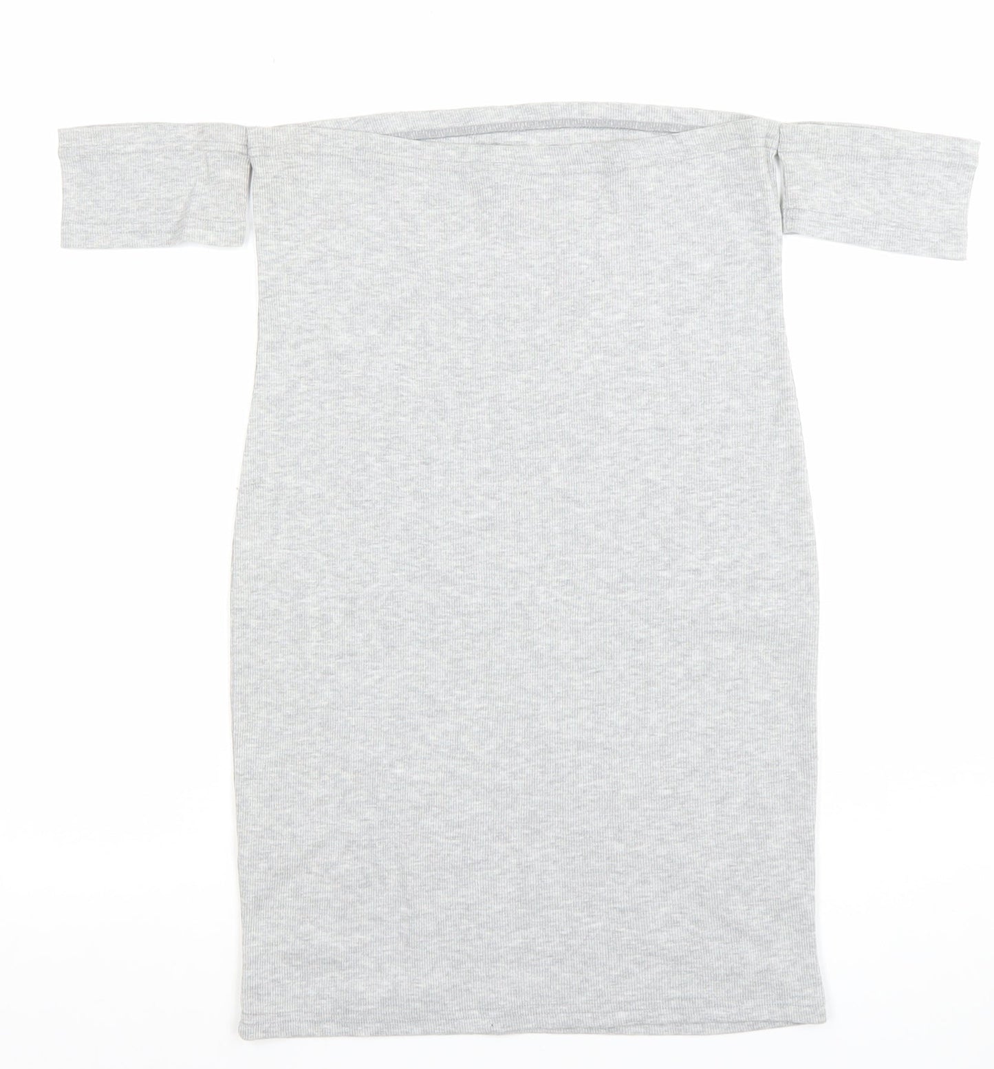 ASOS Women Grey Size 12 Off Shoulder Bodycon Jersey Dress