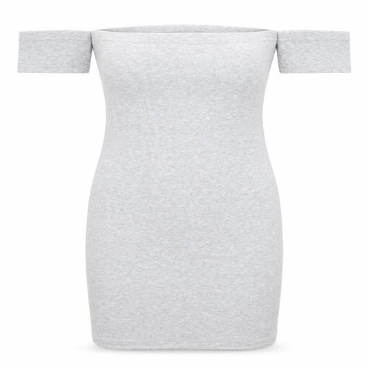 ASOS Women Grey Size 12 Off Shoulder Bodycon Jersey Dress