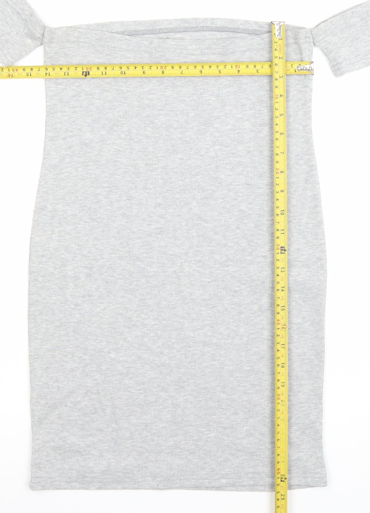 ASOS Women Grey Size 12 Off Shoulder Bodycon Jersey Dress
