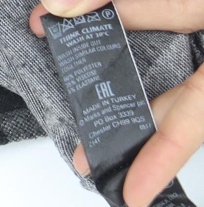 Marks and Spencer Women's Black Check Long Sleeve Jersey Top UK 12