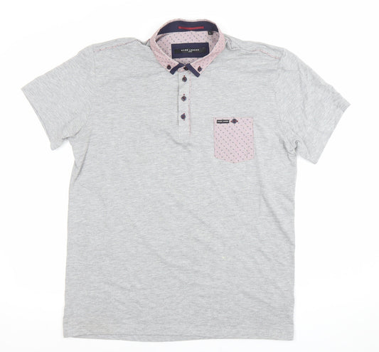 Guide London Mens Grey Cotton Blend Short Sleeve Polo Shirt Size L